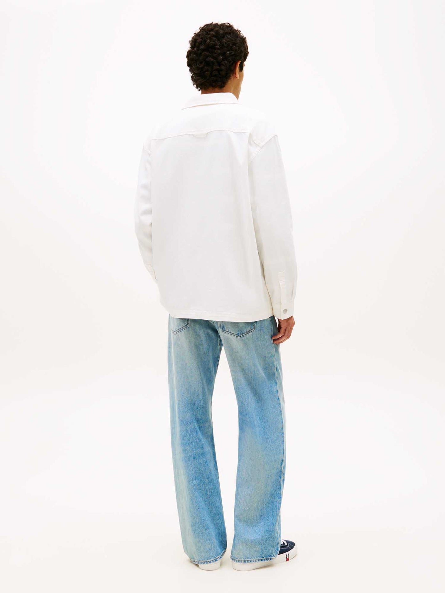 Camicia overshirt bianca Tommy Jeans da uomo in cotone