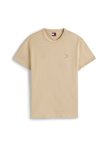 T-SHIRT BADGE TOMMY JEANS UOMO BEIGE