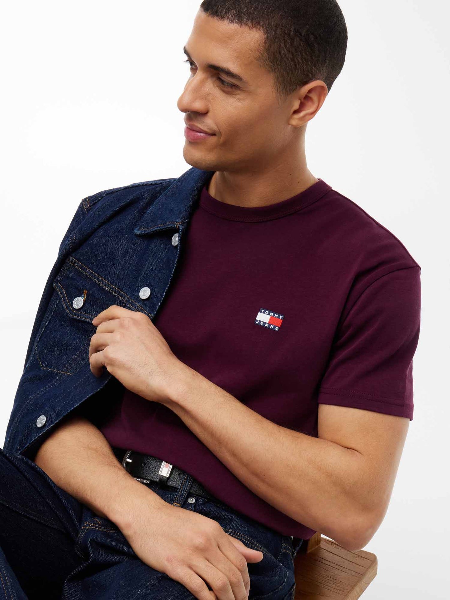 Tommy Hilfiger Classic Tonal Tommy Badge, t-shirt da uomo bordeaux