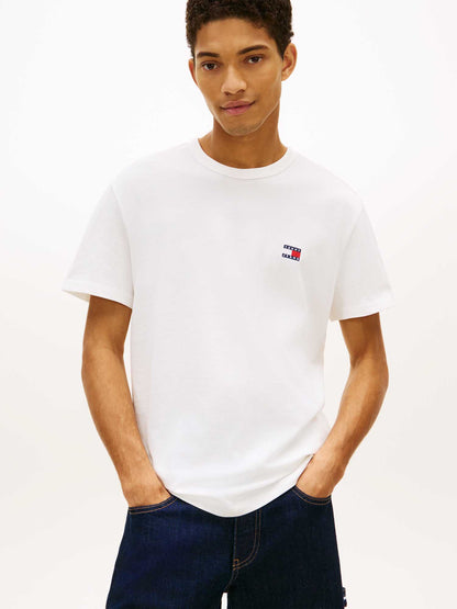 Tommy jeans badge te t-shirt da uomo bianco