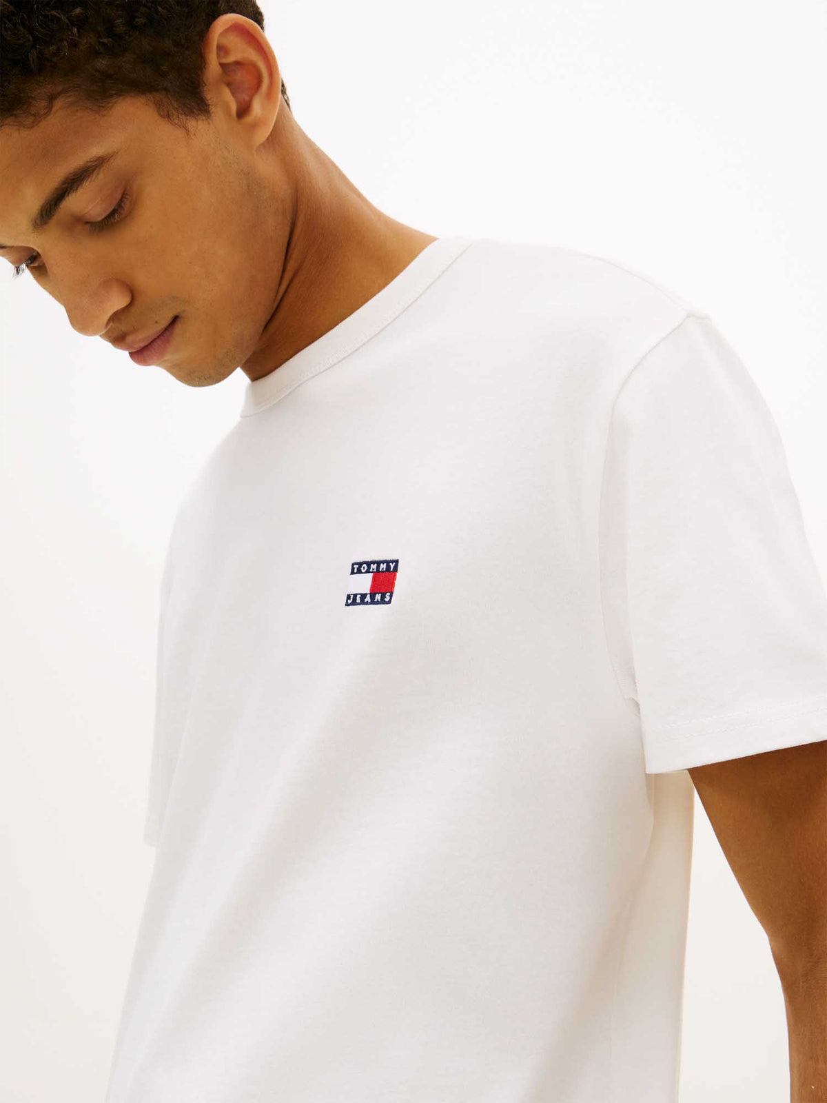 Tommy jeans badge te t-shirt da uomo bianco