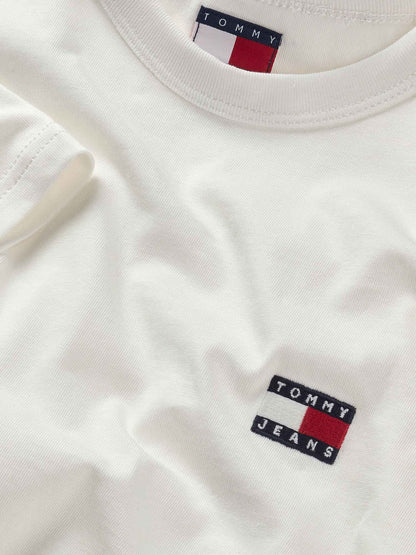 T-SHIRT BADGE TOMMY JEANS UOMO BIANCO