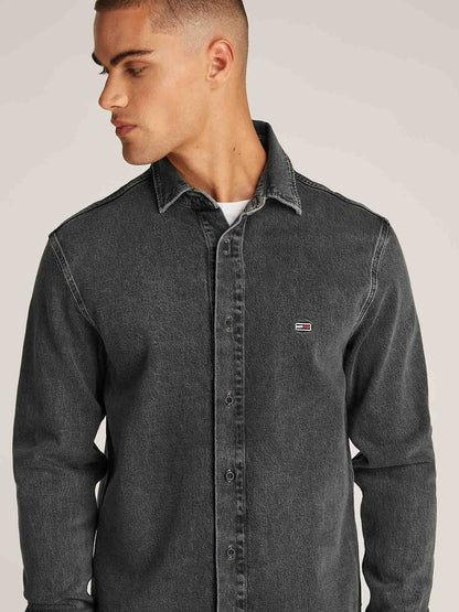 CAMICIA IN DENIM SBIADITO TOMMY HILFIGER DA UOMO DENIM BLACK