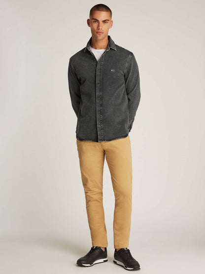 CAMICIA IN DENIM SBIADITO TOMMY HILFIGER DA UOMO DENIM BLACK
