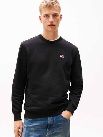 FELPA BADGE TOMMY JEANS UOMO NERO