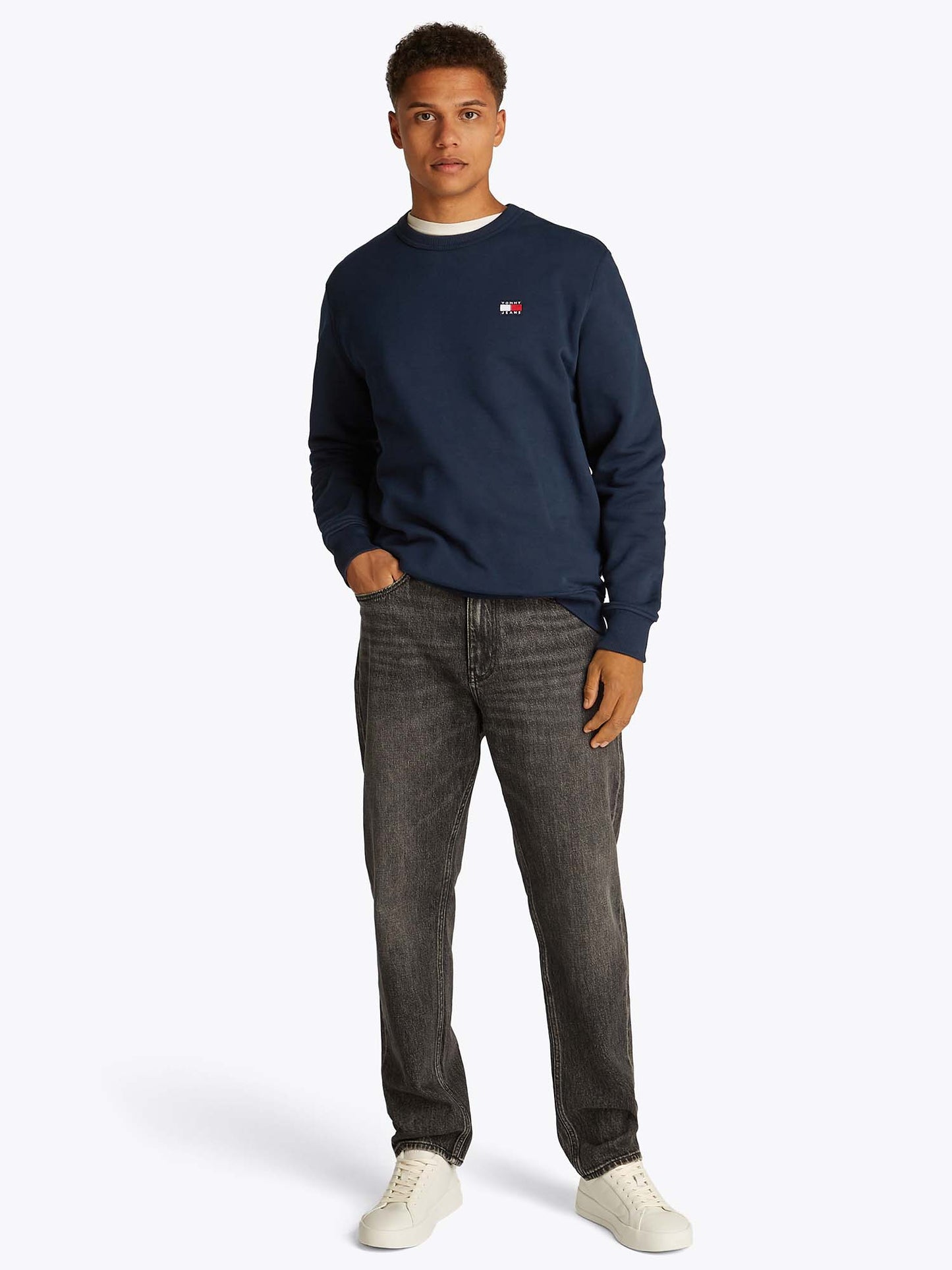 FELPA BADGE TOMMY JEANS UOMO BLU