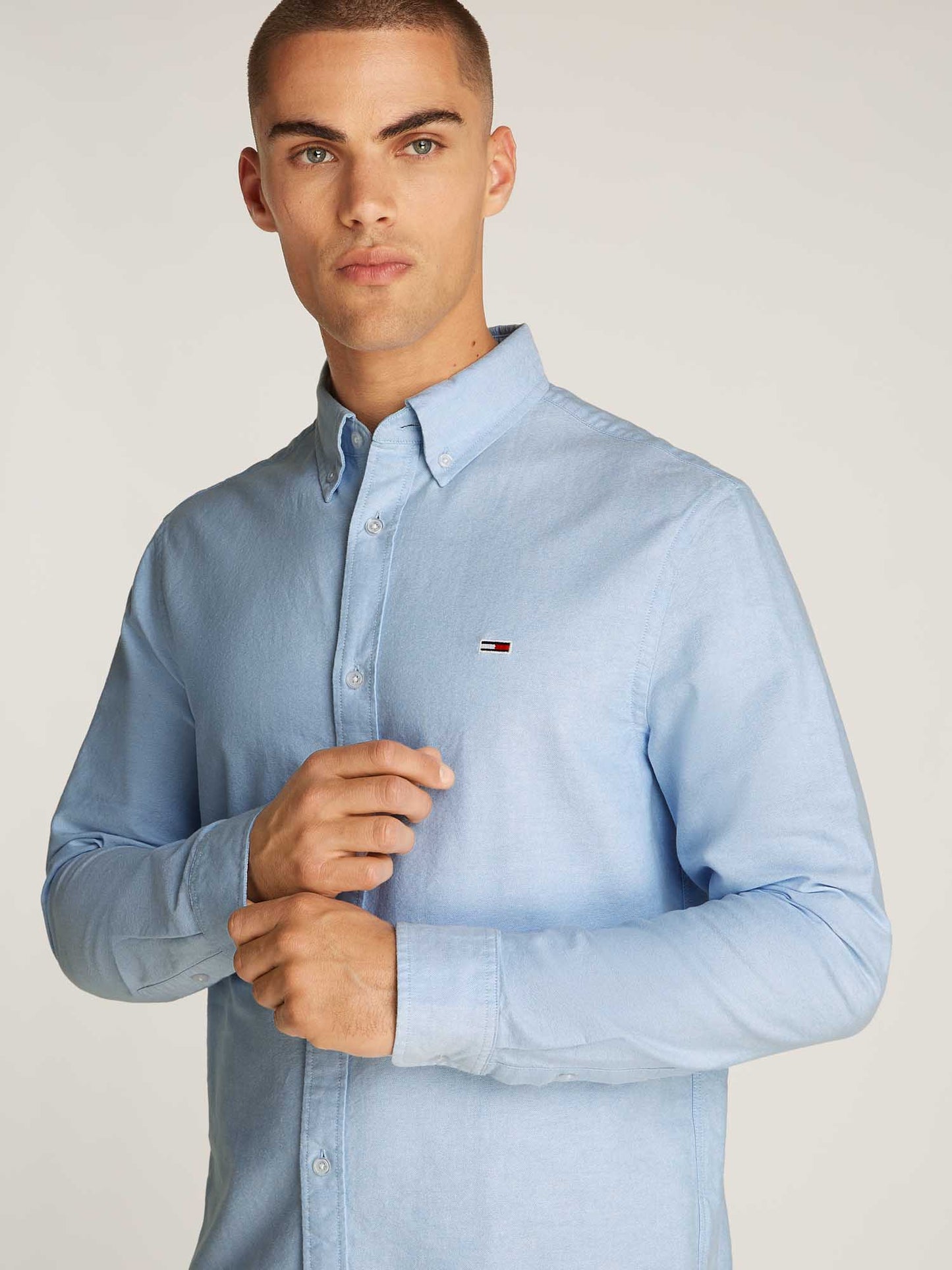 CAMICIA OXFORD TOMMY JEANS UOMO CELESTE