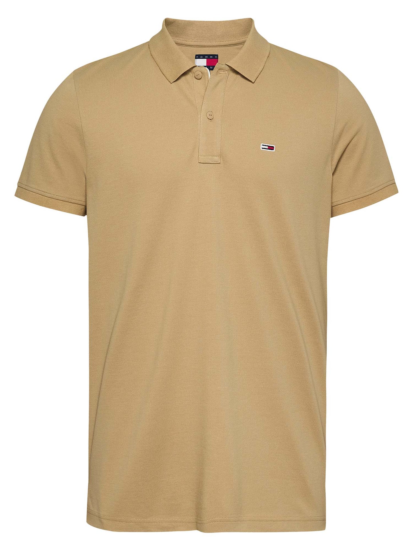 POLO SLIM PLACKET TOMMY JEANS UOMO BEIGE