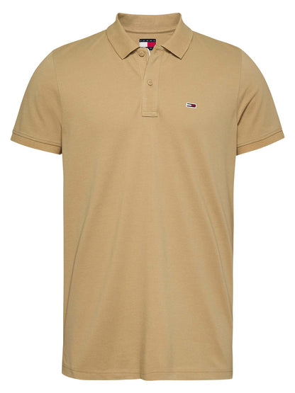 POLO SLIM PLACKET TOMMY JEANS UOMO BEIGE