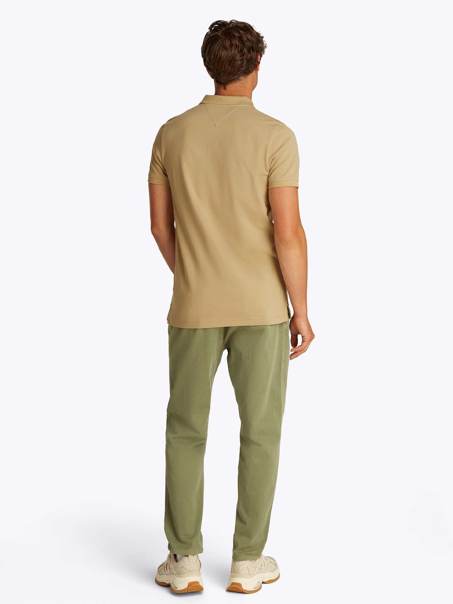 POLO SLIM PLACKET TOMMY JEANS UOMO BEIGE