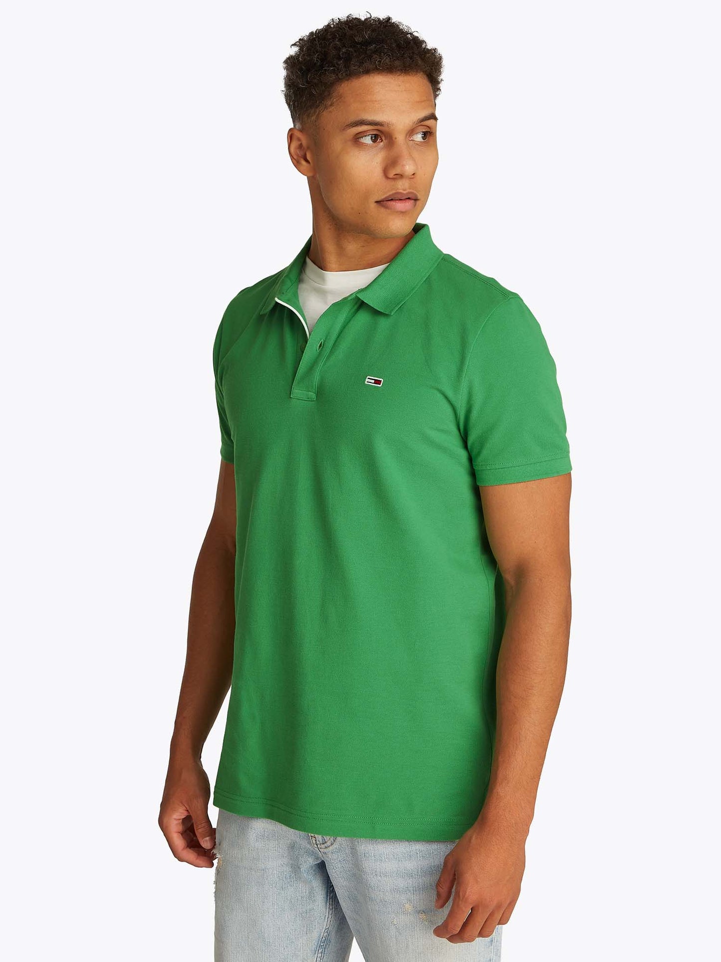POLO SLIM PLACKET TOMMY JEANS UOMO VERDE