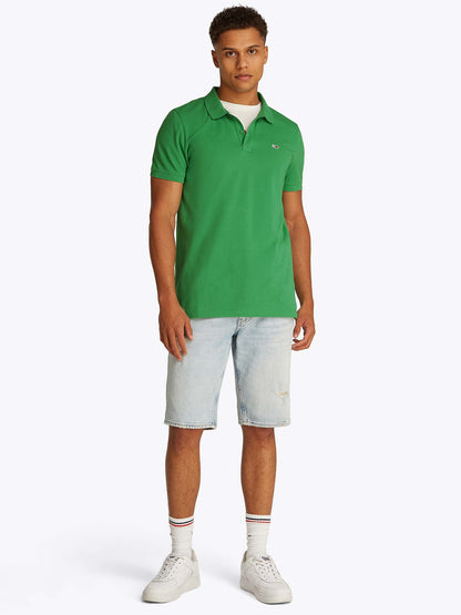POLO SLIM PLACKET TOMMY JEANS UOMO VERDE