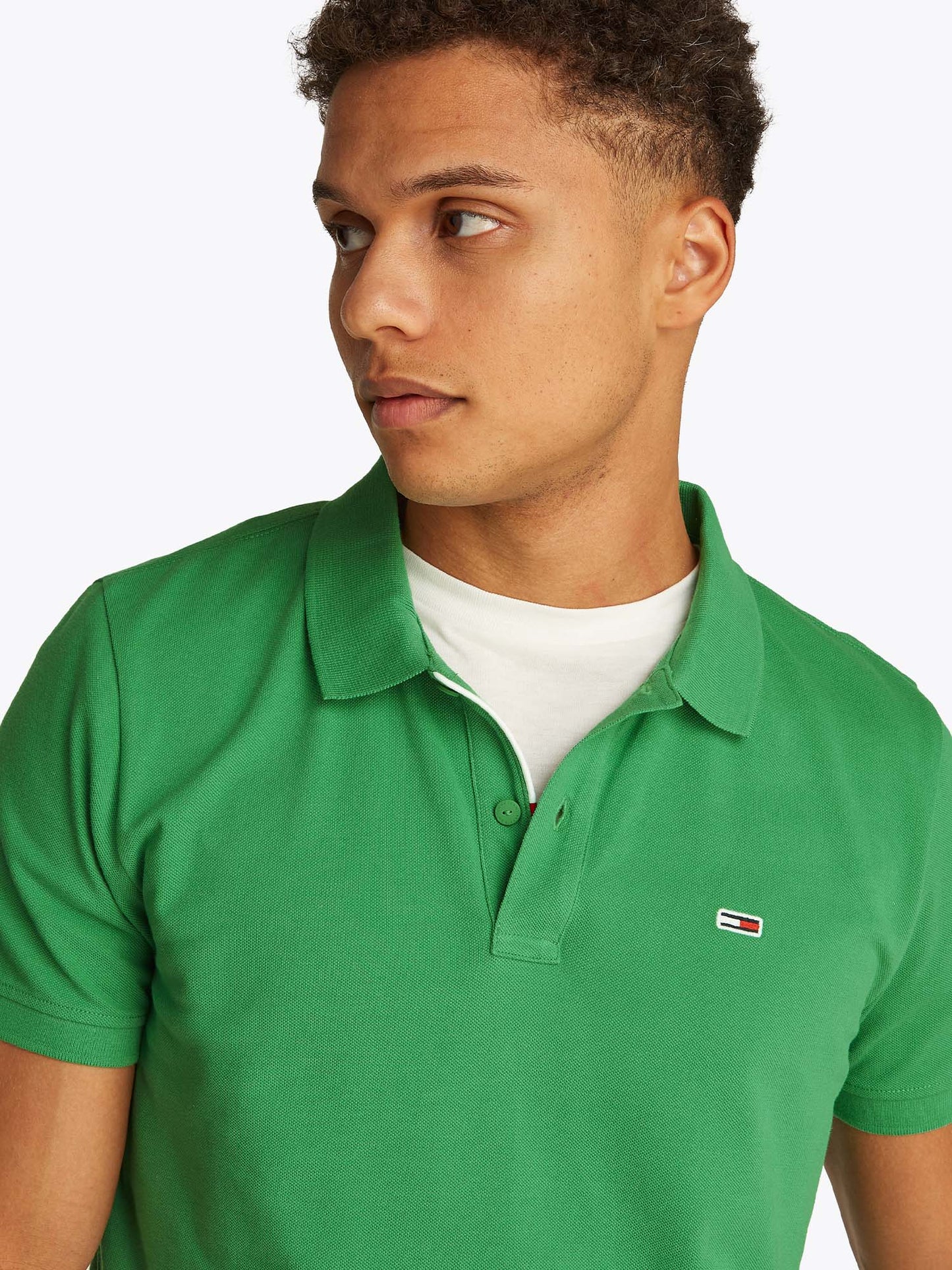 POLO SLIM PLACKET TOMMY JEANS UOMO VERDE