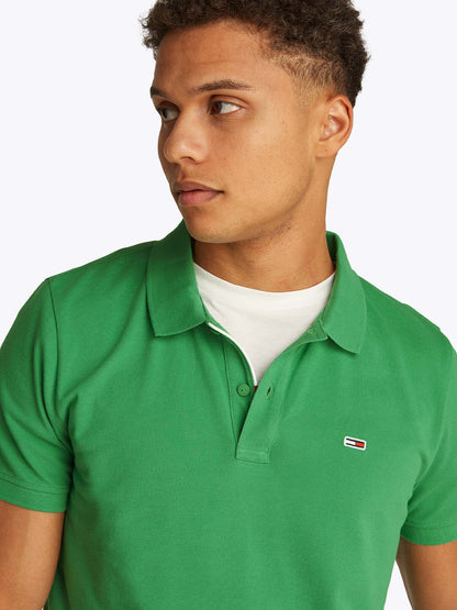 POLO SLIM PLACKET TOMMY JEANS UOMO VERDE