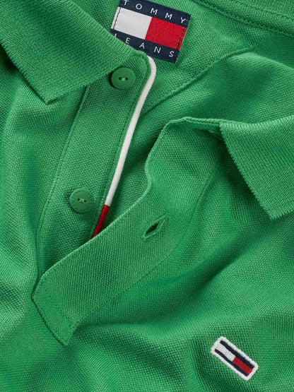 POLO SLIM PLACKET TOMMY JEANS UOMO VERDE