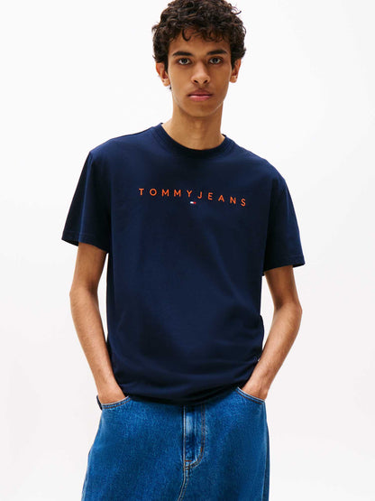 T-SHIRT LOGO LINEARE TOMMY JEANS DA UOMO BLU