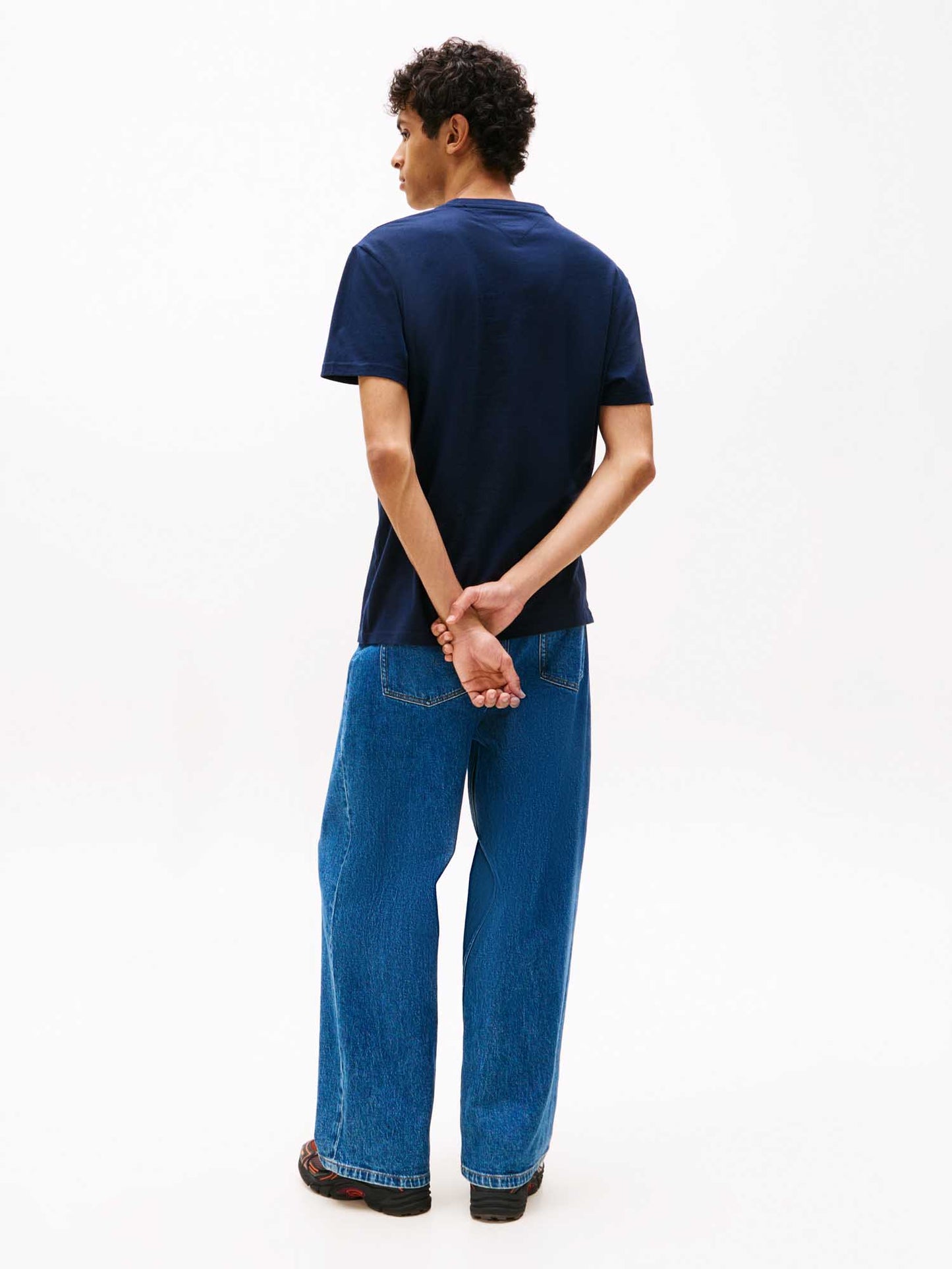 T-SHIRT LOGO LINEARE TOMMY JEANS DA UOMO BLU