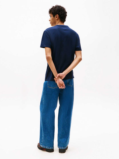 T-SHIRT LOGO LINEARE TOMMY JEANS DA UOMO BLU