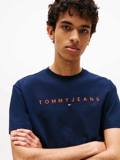 T-SHIRT LOGO LINEARE TOMMY JEANS DA UOMO BLU