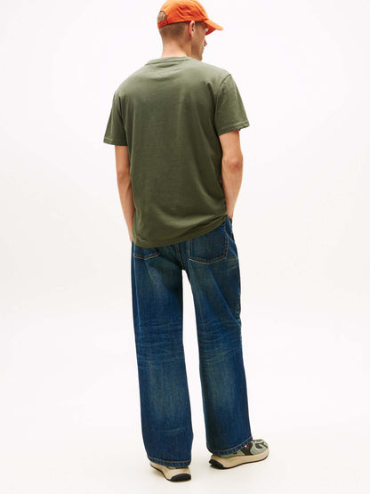 T-SHIRT LOGO LINEARE TOMMY JEANS DA UOMO VERDE
