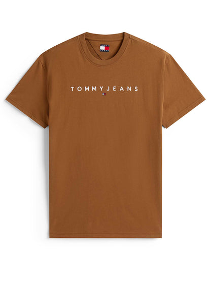 T-SHIRT LOGO LINEARE TOMMY JEANS DA UOMO BISCOTTO