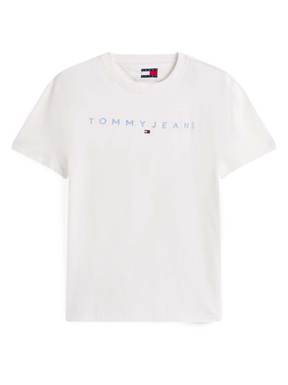 T-SHIRT LOGO LINEARE TOMMY JEANS DA UOMO ECRU'