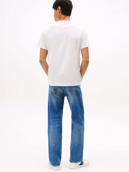 T-SHIRT LOGO LINEARE TOMMY JEANS DA UOMO ECRU'