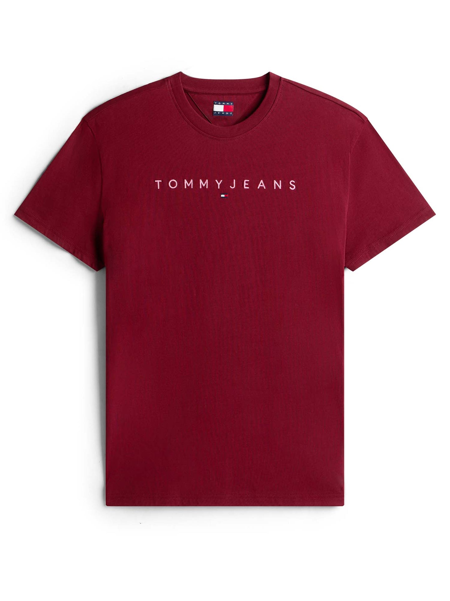T-SHIRT LOGO LINEARE TOMMY JEANS DA UOMO BORDEAUX