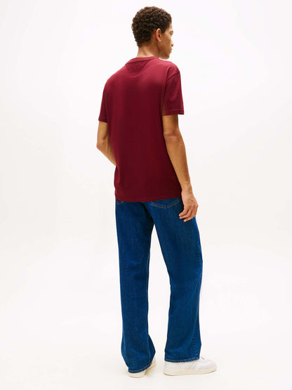 T-SHIRT LOGO LINEARE TOMMY JEANS DA UOMO BORDEAUX