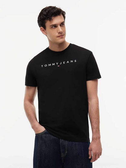 Tommy jeans linear t-shirt da uomo nero