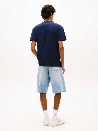 T-SHIRT BLU-CELESTE TOMMY JEANS CON LOGO LINEARE DA UOMO