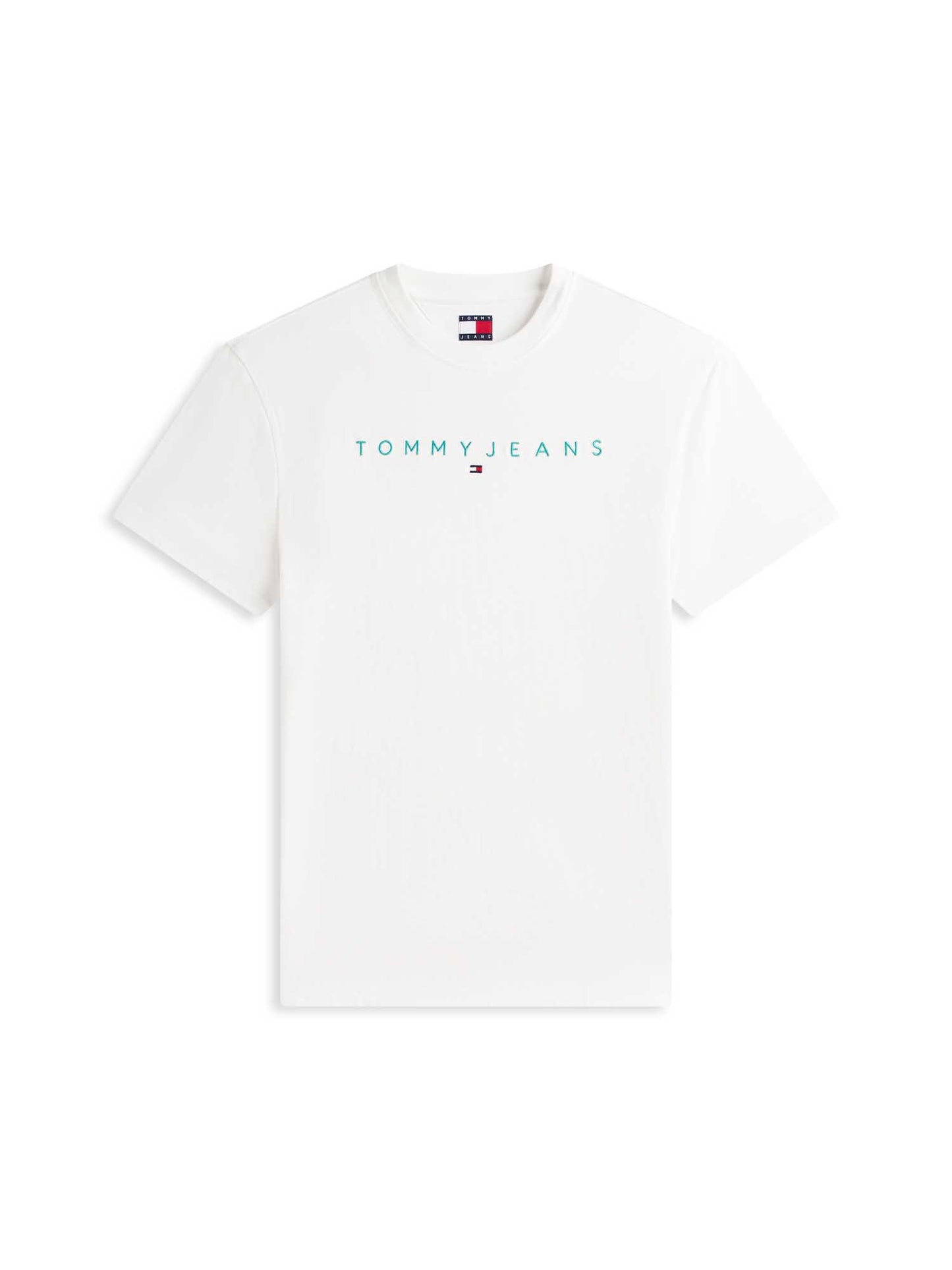 T-SHIRT BIANCA-VERDE TOMMY JEANS CON LOGO LINEARE DA UOMO