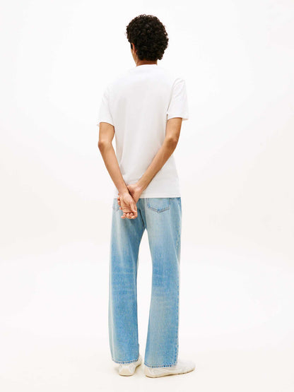 T-SHIRT BIANCA-VERDE TOMMY JEANS CON LOGO LINEARE DA UOMO