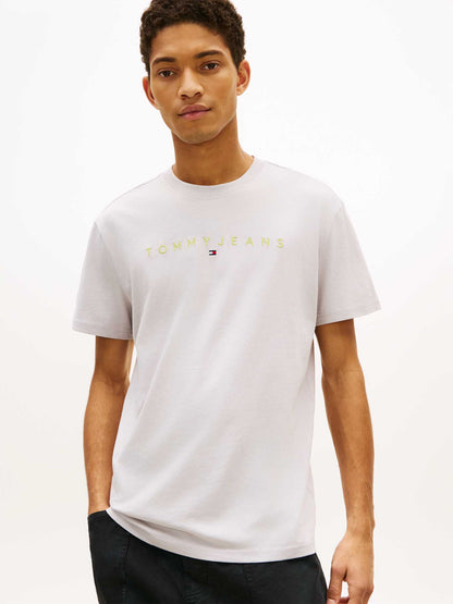 T-SHIRT GRIGIA TOMMY JEANS CON LOGO LINEARE DA UOMO