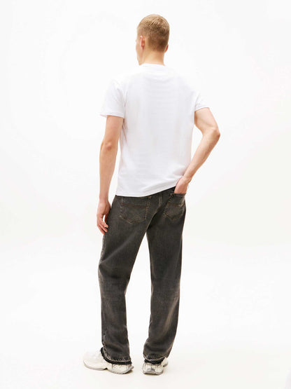 T-shirt bianca Tommy Jeans con logo lineare da uomo