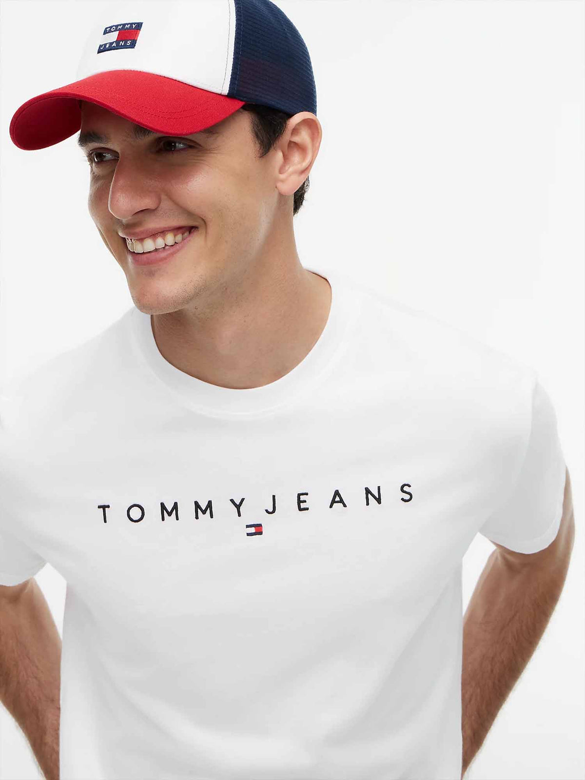 Tommy jeans linear t-shirt da uomo bianco