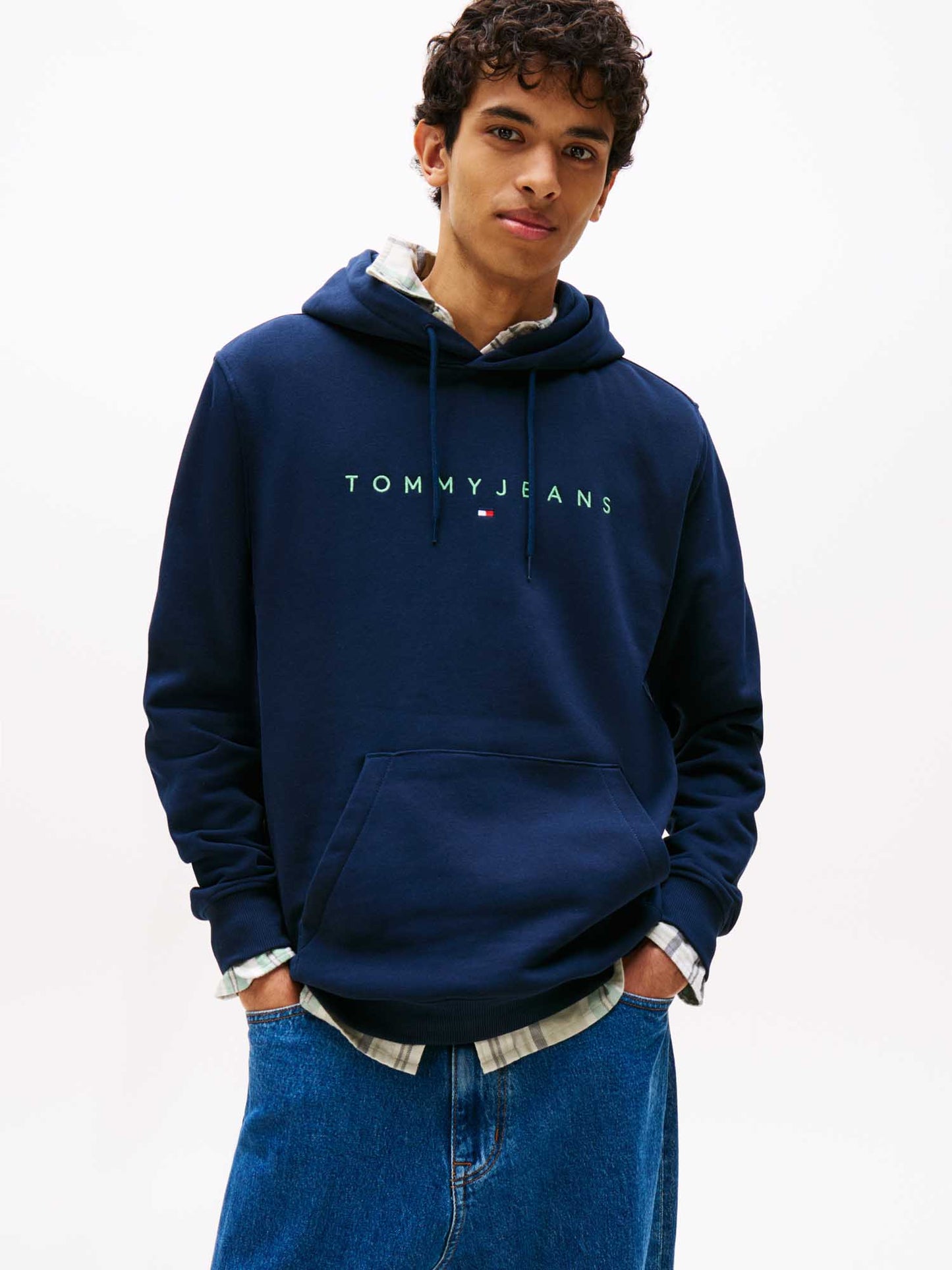 FELPA CON CAPPUCCIO TOMMY JEANS UOMO BLU VERDE