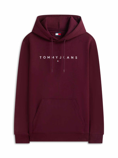 Tommy Hilfiger Linear Logo, felpa da uomo bordeaux