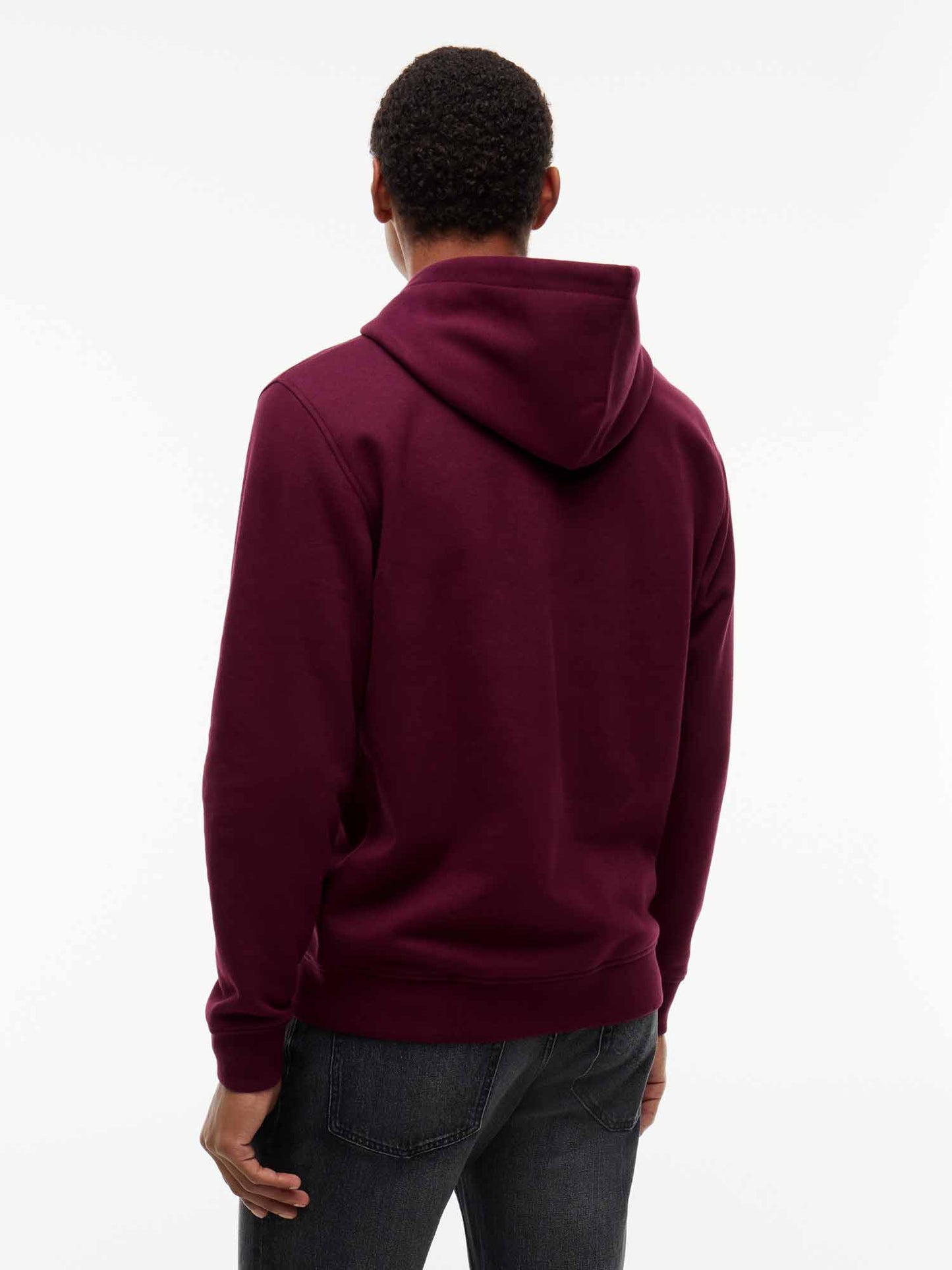 Tommy Hilfiger Linear Logo, felpa da uomo bordeaux