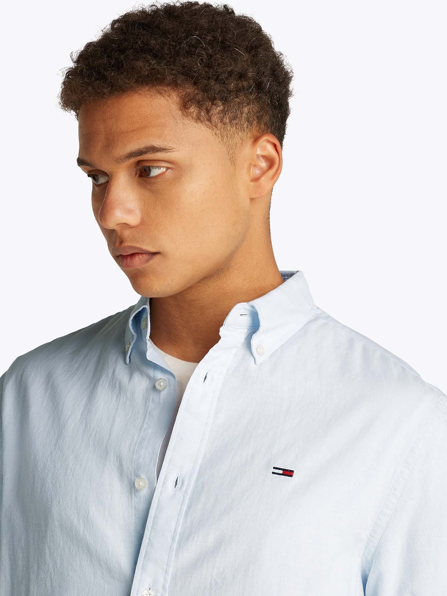 CAMICIA REGULAR LINEN TOMMY JEANS UOMO CELESTE
