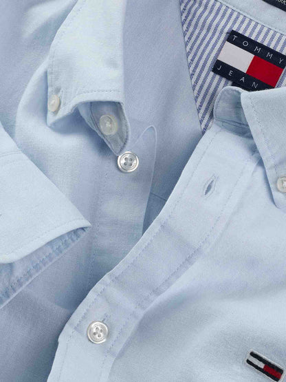CAMICIA REGULAR LINEN TOMMY JEANS UOMO CELESTE