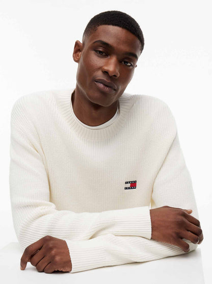Tommy Hilfiger Tommy Jeans Badge, maglia da uomo bianca