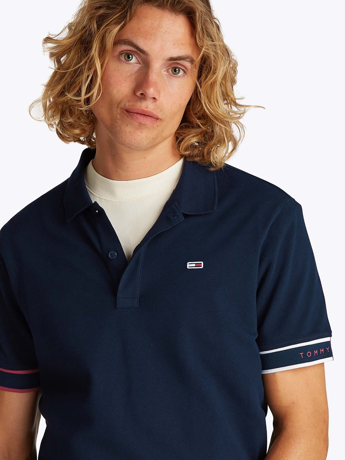 POLO SLIM FLAG TOMMY JEANS UOMO BLU