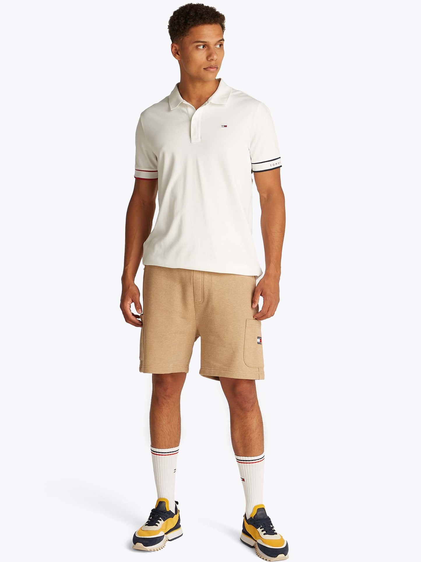 POLO SLIM FLAG TOMMY JEANS UOMO ECRU'