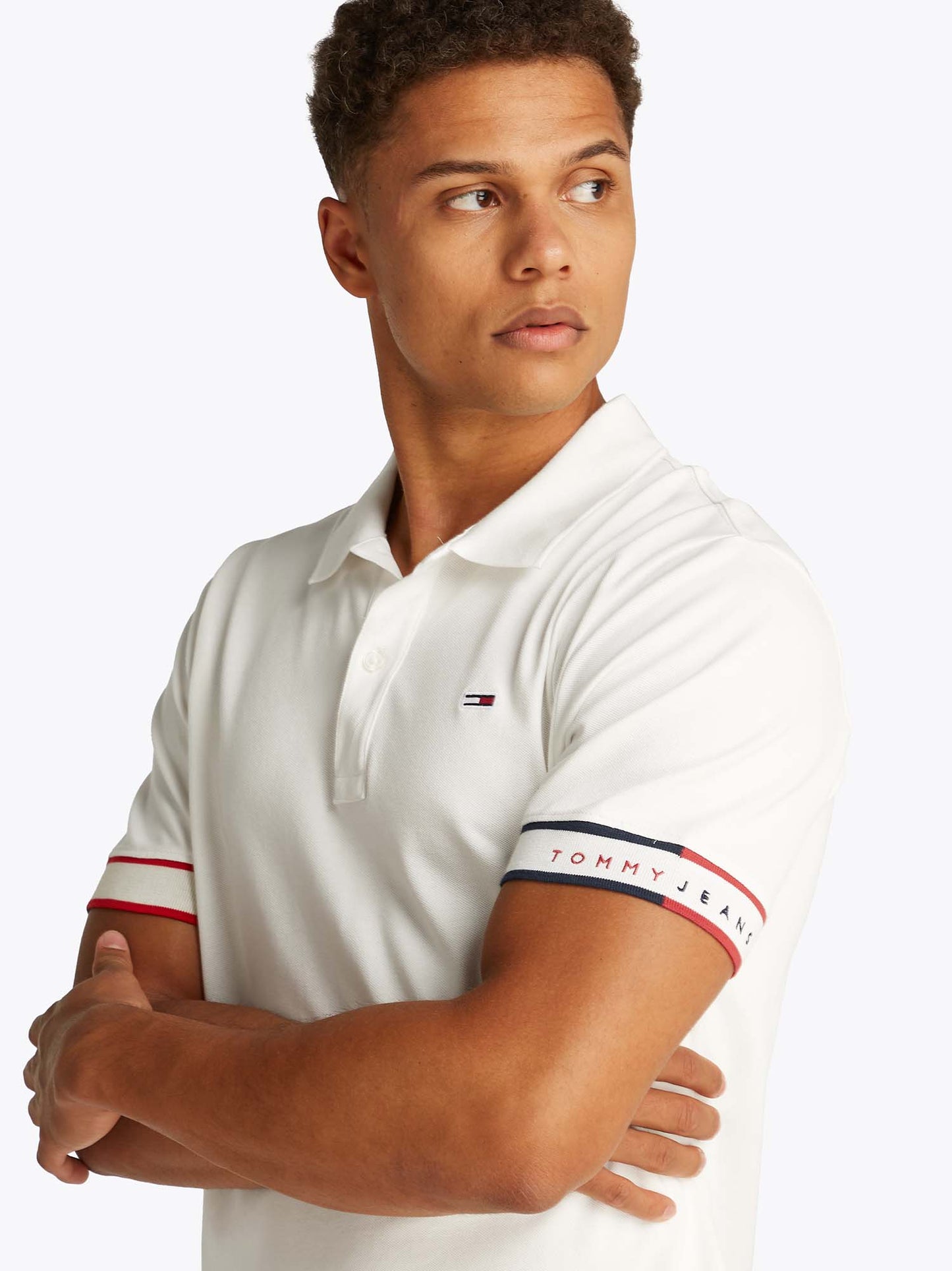 POLO SLIM FLAG TOMMY JEANS UOMO ECRU'