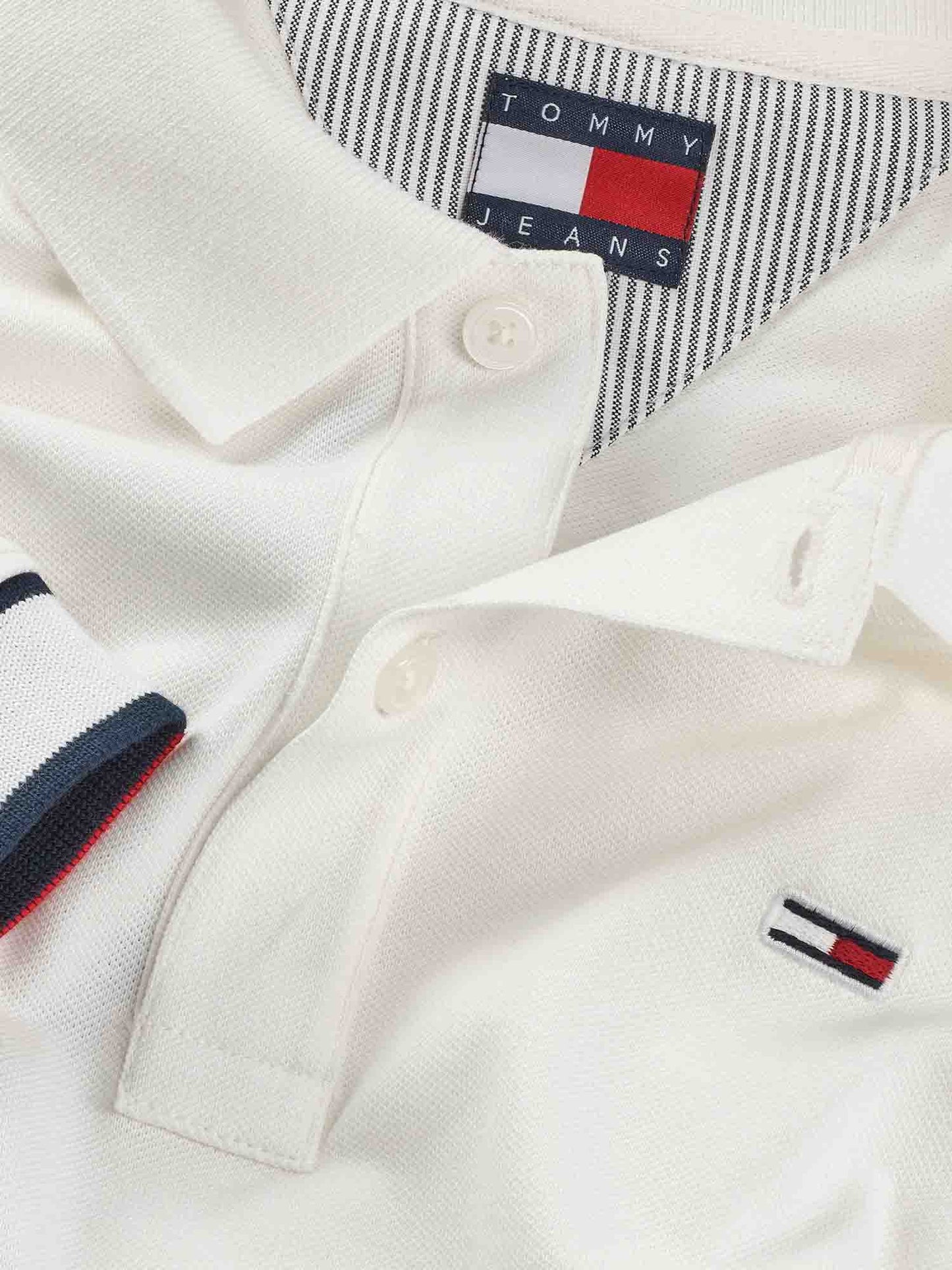 POLO SLIM FLAG TOMMY JEANS UOMO ECRU'
