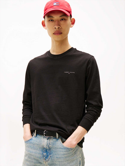 T-SHIRT SLIM FIT MANICA LUNGA TOMMY JEANS UOMO NERO