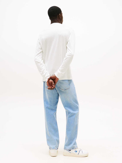 MAGLIA SLIM FIT MANICA LUNGA TOMMY JEANS UOMO BIANCO