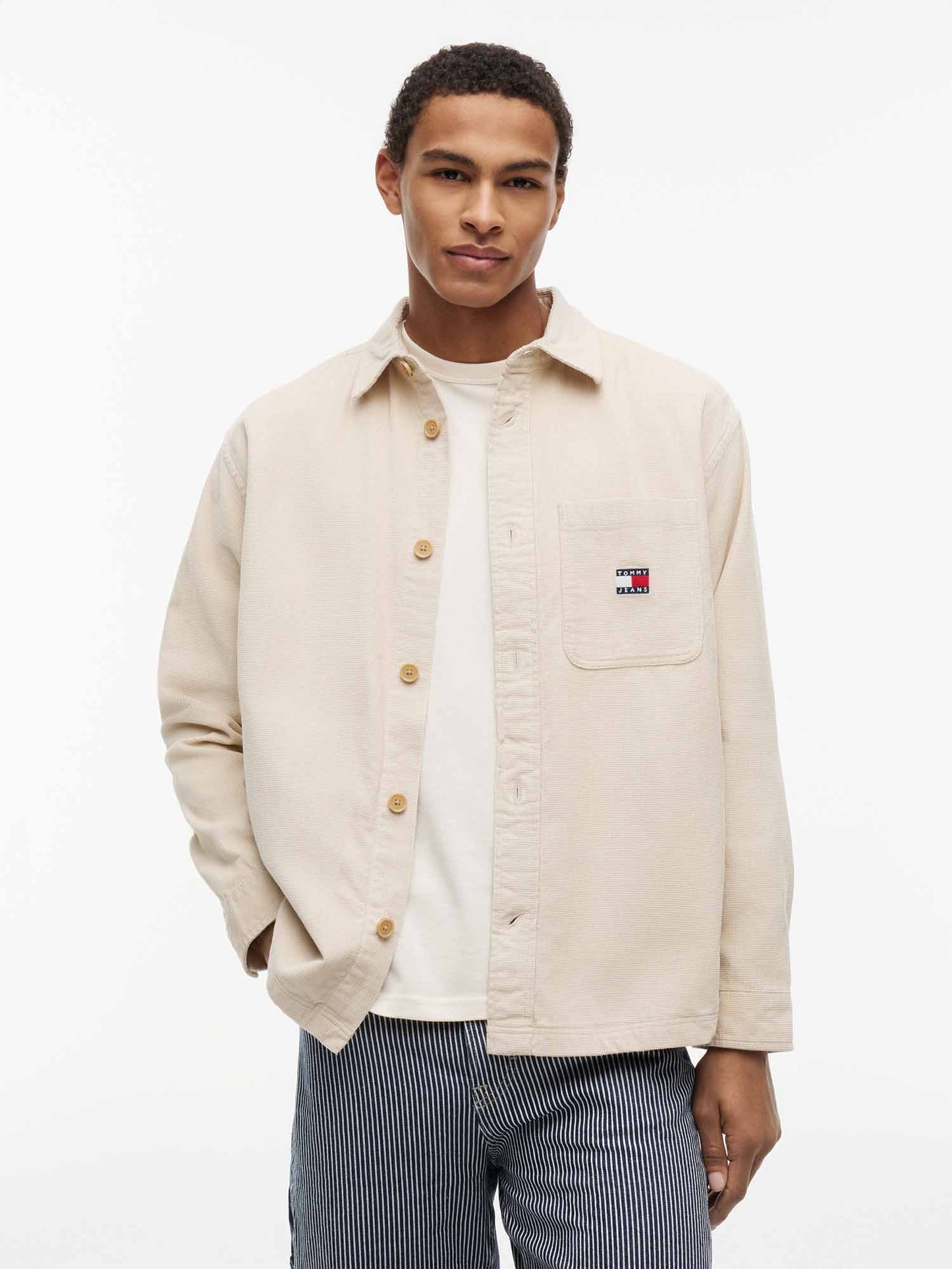 Tommy Hilfiger Brick Cord Overshirt, camicia da uomo beige