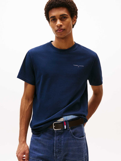T-SHIRT SLIM LINEAR TOMMY JEANS DA UOMO BLU